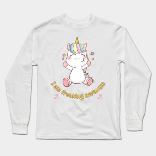 I am Freaking Awesome With Flowers and Hearts Long Sleeve T-Shirt